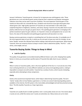 Tsavorite Buying Guide What to Look for