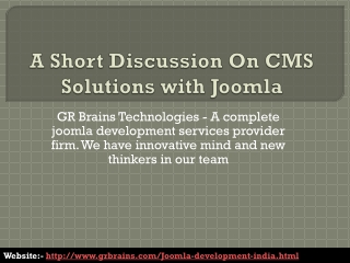 A Short Discussion On CMS Solutions with Joomla