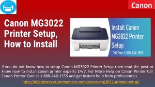 Canon MG3022 Printer Setup, How to Install, Support Care - Call - 1-888-840-1555