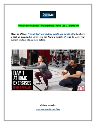 Free Full Body Workout For Weight Loss Female Usa  | Dareme.live