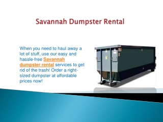 Savannah Dumpster Rental