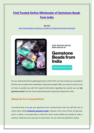 Find Trusted Online Wholesaler of Gemstone Beads From India