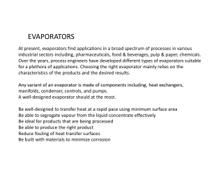 Evaporators