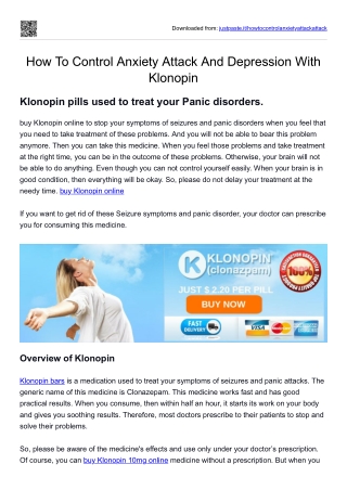 How To Control Anxiety Attack And Depression With Klonopin