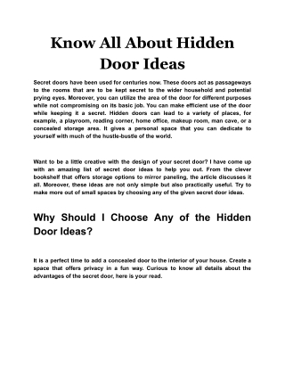Know All About Hidden Door Ideas