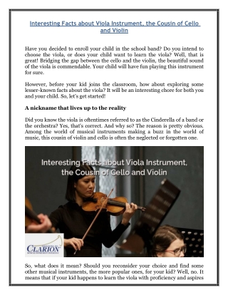 Interesting Facts about Viola Instrument, the Cousin of Cello and Violin