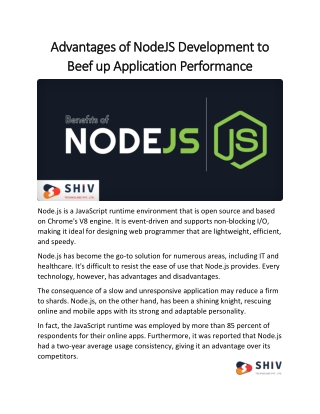 Advantages of NodeJS Development to Beef up Application Performance