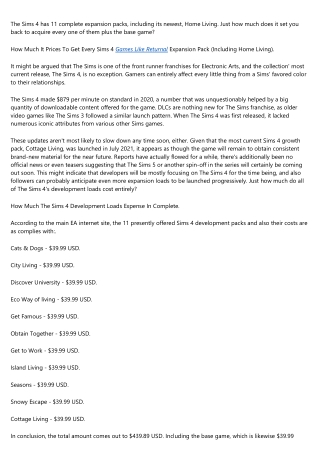 Just How Much All Sims 4 Expansion Packs Price (Consisting Of Home Living).