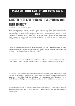 Amazon Best Seller Rank - Everything You Need to Know