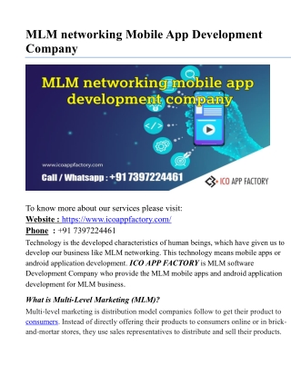 MLM networking Mobile App Development Company