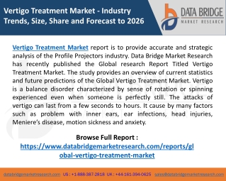 Vertigo Treatment Market expected to grow at a substantial CAGR in the forecast period of 2019-2026