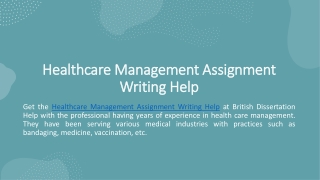 Healthcare Management Assignment Writing Help