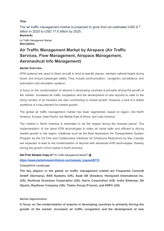 Air Traffic Management Market: Global Industry Analysis, Trends, Market Size, an