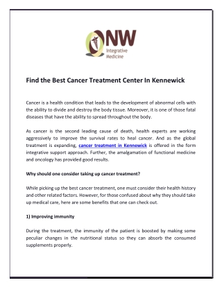 Find The Best Cancer Treatment Center In Kennewick