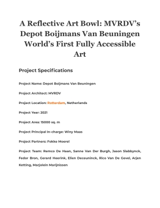 A Reflective Art Bowl: MVRDV’s Depot Boijmans Van Beuningen World’s First Fully
