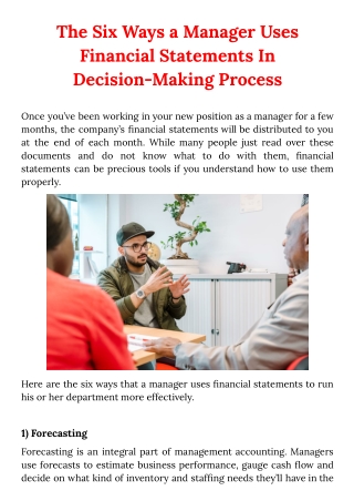 The Six Ways a Manager Uses Financial Statements In Decision-Making Process