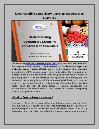 Understanding Compulsory Licensing and Access to Essentials