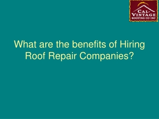 What are the benefits of Hiring Roof Repair Companies_