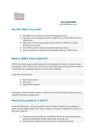 1099 K Form - Payment Card and Third Party Network Transactions