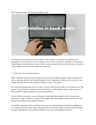 ERP Solution in Saudi Arabia