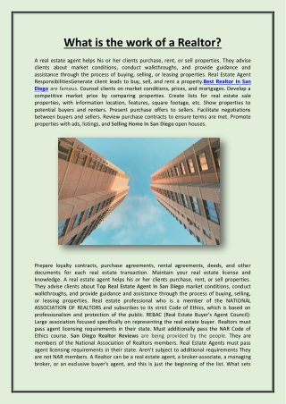 What is the work of a Realtor_