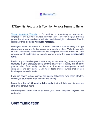47 Essential Productivity Tools for Remote Teams to Thrive