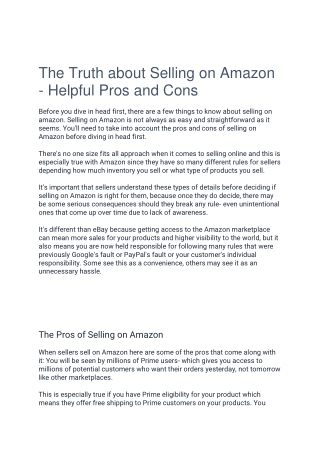 The Truth about Selling on Amazon - Helpful Pros and Cons