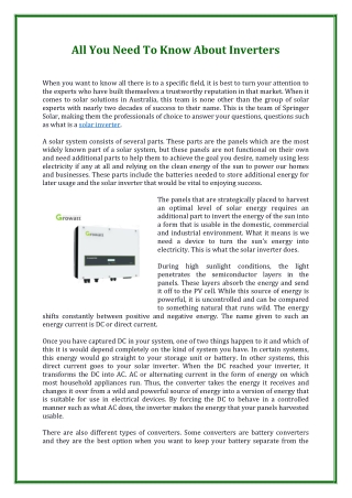 All You Need To Know About Inverters