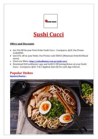 5% OFF - Sushi Cucci Menu - Japanese takeaway Coorparoo, QLD