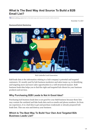 What Is The Best Way And Source To Build a B2B Email List