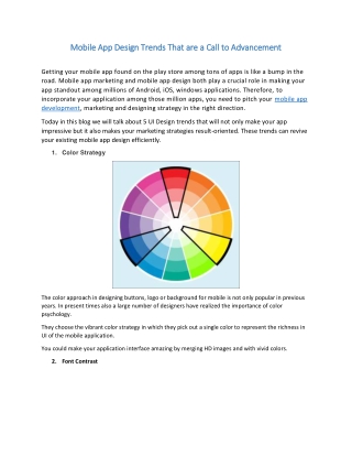Mobile App Design Trends That are a Call to Advancement