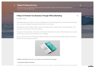 5 Ways To Promote Your Business Through Offline Marketing