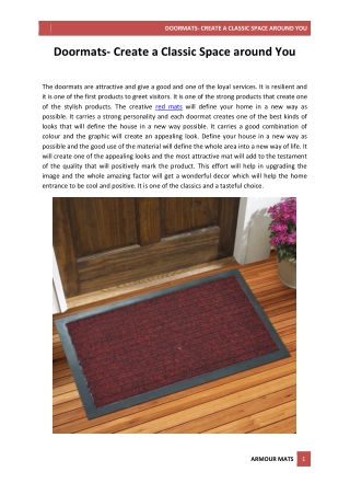 Doormats- Create a Classic Space around You