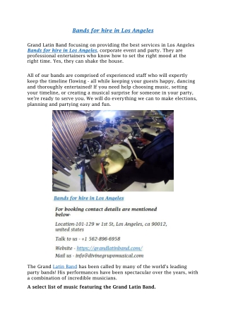 Bands for hire in Los Angeles