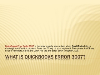 Resolve QuickBooks Error Code 3007