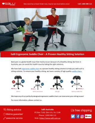 Salli Ergonomic Saddle Chair - A Proven Healthy Sitting Solution