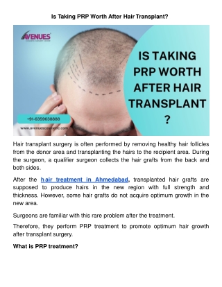 Is Taking PRP Worth After Hair Transplant?