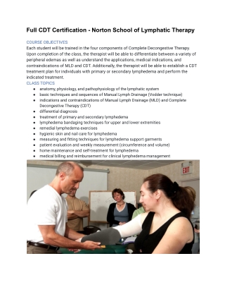 Full CDT Certification - Norton School of Lymphatic Therapy