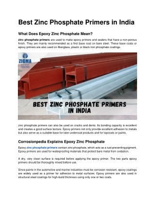 Best Zinc Phosphate Primers in India