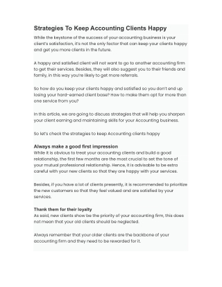 Strategies To Keep Accounting Clients Happy