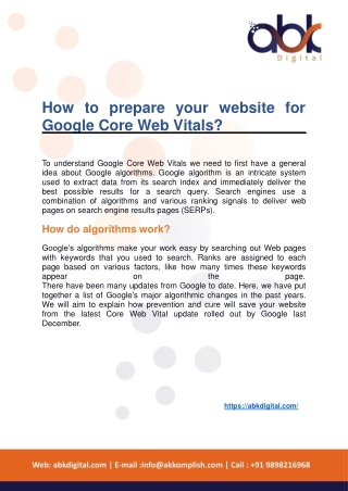 How to prepare your website for Google Core Web Vitals