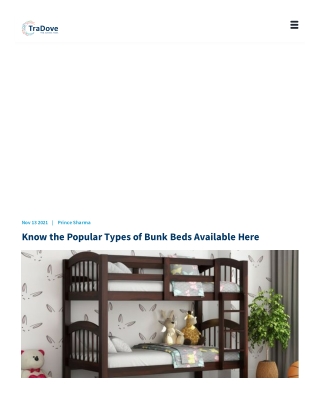 Know the Popular Types of Bunk Beds Available Here