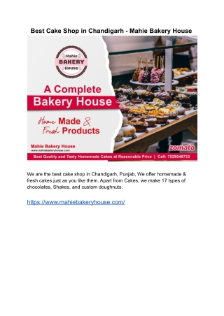 Best Cake Shop in Chandigarh - Mahie Bakery House