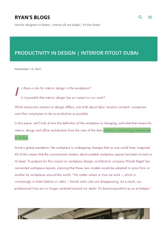 PRODUCTIVITY IN DESIGN | INTERIOR FITOUT DUBAI