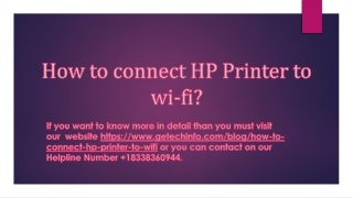 How to connect HP Printer to wi-fi?