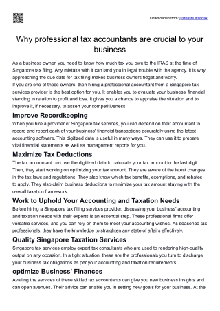 why professional tax accountants crucial to your business