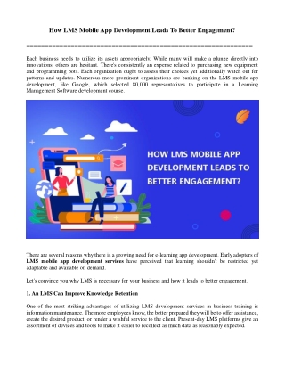 How LMS Mobile App Development Leads To Better Engagement