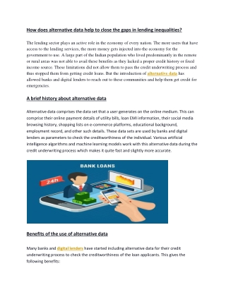 Alternative data help to close the gaps in lending inequalities