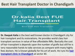 Best Hair Transplant Doctor in Chandigarh