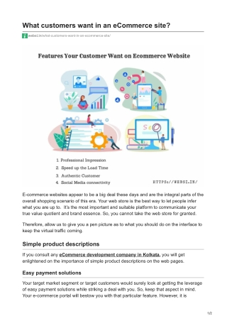 What customers want in an eCommerce site?